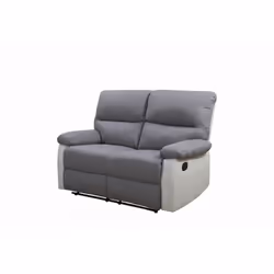Divano relax "Lincoln" a 2 posti - Bianco / Grigio chiaro - Dimensioni: 147 x 89 x 103 cm - Rivestimento in PU e tessuto - Im ...