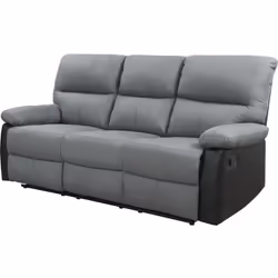 Divano relax "Lincoln" a 3 posti - Nero / Grigio scuro - Dimensioni: 197 x 89 x 103 cm - Rivestimento in PU e tessuto - Imbot ...