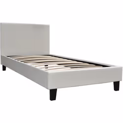 Letto "Lina" singola - 202 x 97 x 86 cm -Dimensione materasso : 90 x 190 cm -Struttura e piede in legno di PVC - Rete a doghe ...