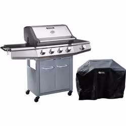 Barbecue a Gas 5 piastre di cui 1 laterale - Acciaio - Superficie di cottura: 67 x 44 cm - Indicatore di temperatura integrat ...