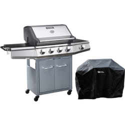 Habitat Et Jardin - Barbecue a gas Bingo 5 - 5 piastre di cui 1 laterale - 15.2kW + Fodera di protezione - Argentato con led