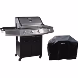 Barbecue a Gas 4 piastre di cui 1 laterale - Illuminazione a LED su 3 pulsanti di controllo - Acciaio - Superficie di cottura ...