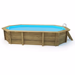 Piscina in legno &quot; San Paolo &quot; - 6,57 x 4,07 x 1,20 m - Copertura a bolle d&#39;aria da 180 µ - Copertura invernale da 280 g/m² -