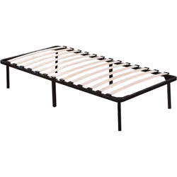 Rete a doghe - 90 x 190 cm - 13 doghe di legno - Struttura in ferro - Supporta fino a 200 kg - Piedi forniti - Nero Rete a do ...