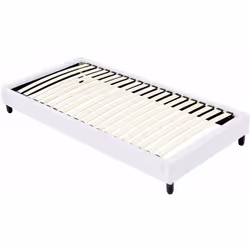 Base letto imbottita - 90 x 190 cm - 20 doghe - Struttura in multistrato - Telaio rivestito in poliestere - Piedi forniti Per ...