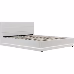 Letto LED "Anastasia" - 140 x 190 cm - MDF + compensato + 151 x 203 x 90.5 cm - Testiera inclusa - Contenitore per riordinare ...