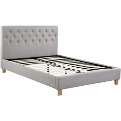 Letto "Emmy" 2 persone - Beige - Dimensioni del letto : 219 x 167 x 102 cm - Dimensioni del materasso : 160 x 200 cm - Strutt ...