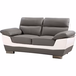 Divano fisso in pelle ricostituita e PVC " Dallas" - 2 posti a sedere - Grigio/bianco - Dimensioni: 169 x 88 x 90 cm Questo d ...