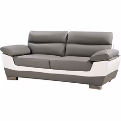 Divano fisso in pelle ricostituita e PVC " Dallas" - 3 posti a sedere - Grigio/bianco - Dimensioni: 210 x 88 x 90 cm Questo d ...