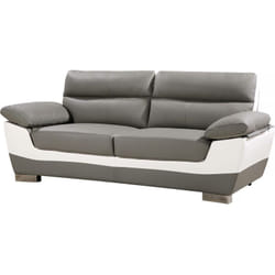 Habitat Et Jardin - Divano fisso in pelle ricostituita e pvc ' Dallas' - 210 x 88 x 90 cm - 3 posti a sedere - Grigio/bianco