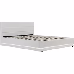 Letto con LED "Anastasia" - 180 x 200 cm - MDF + Compensato + PVC + 191,5 x 213 x 91 cm - Testata fornita - Scatola portaogge ...