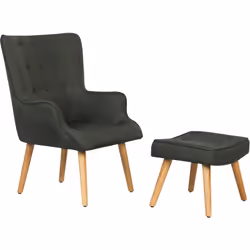 Poltrona in stile scandinavo Odense in tessuto - Dimensioni poltrona 73 x 81 x 92,5 cm - Dimensioni poggiapiedi 49,5 x 39 x 3 ...