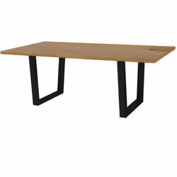 Tavolo da pranzo "Hollywood" - 200 x 100 x 76 cm - Rovere / Nero - Forma rettangolare - Piano in MDF - Gambe in metallo nero ...
