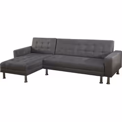 Divano ad angolo convertibile e reversibile "Theo" a 4 posti - Colore grigio- Rivestimento in PU e poliestere - Struttura in ...