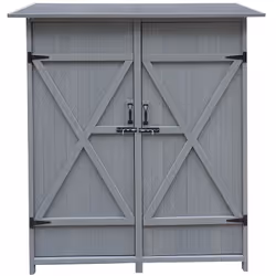 Armadio "Espacio" - 140 x 49 x 162 cm - in legno massiccio trattato - 2 ante + 2 ripiani Bellissimo armadio da giardino per u ...