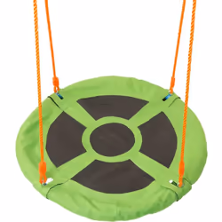 Altalena a nido "Hugo" - Acciaio e plastica - Diametro: 101,6 cm - Colore: verde, nero, arancione Materiali : Sedile in PE - ...