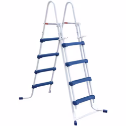 Scala di sicurezza - Altezza 1,22 m - 4 gradini - Gradini pieghevoli - Acciaio e plastica - Dimensioni: 140 x 66 x 159 cm Sca ...