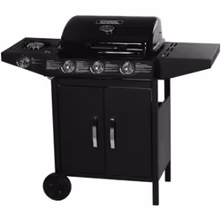 Barbecue a gas 4 fuochi: 3 fuochi 7,2 kW + 1 bruciatore laterale 3,3 kW- Area di cottura: 52 x 36 cm - Struttura in acciaio - ...