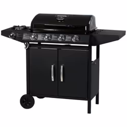 Barbecue a gas 5 fuochi: 4 bruciatori 9.6 kW + 1 bruciatore laterale 3.3kW - Piano di cottura: 64 x 37 cm - Struttura in acci ...