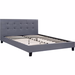 Letto "Julia" 2 persone - Grigio chiaro - Dimensioni letto : 217 x 167 x 89,5 cm - Dimensioni materasso : 160 x 200 cm - Test ...