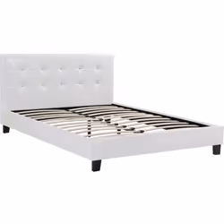 Letto "Julia" 2 persone - Bianco - Dimensioni letto: 214 x 187 x 89 cm - Dimensioni materasso: 180 x 200 cm - Testiera imbott ...