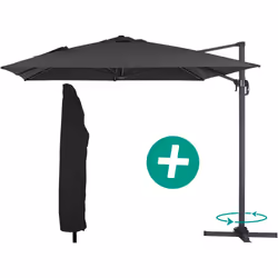 Ombrellone decentrato da giardino Alu "Sun 4" - Rettangolo - 3 x 4 m - Nero + Copertura protettiva