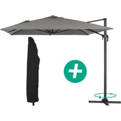 Habitat Et Jardin - Ombrellone decentrato da giardino Alu 'Sun 4' - Rettangolo - 3 x 4 m - Grigio + Copertura protettiva