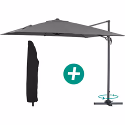 Parasole da giardino - Struttura in alluminio - 3 x 3 m - Colore grigio - Tela in poliestere 200 gr / m2 + Rivestimento prote ...