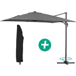 Habitat Et Jardin - Parasole decentrato da giardino Alu 'Sun 3' - Quadrato - 3 x 3 m - Grigio + fodera di copertura protettiva