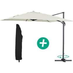 Habitat Et Jardin - Parasole decentrato da giardino Alu 'Sun 3' - Quadrato - 3 x 3 m - Ecru + fodera di copertura protettiva