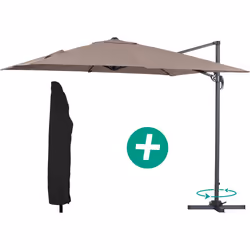 Parasole decentrato da giardino Alu "Sun 3" - Quadrato - 3 x 3 m -Talpa + fodera di copertura protettiva