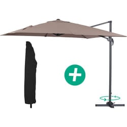 Parasole decentrato da giardino Alu &quot;Sun 3&quot; - Quadrato - 3 x 3 m -Talpa + fodera di copertura protettiva