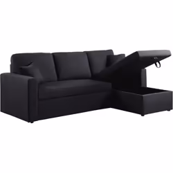 Divano angolare convertibile "Alain" - 221 x 145 x 85 cm - 3 posti - Nero Divano angolare convertibile "Alain" - 221 x 145 x  ...