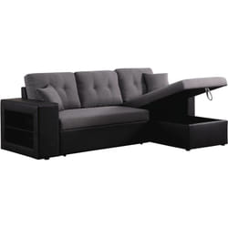 Divano ad angolo trasformabile / reversibile 'Axel' - 3 posti - Nero / Grigio