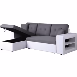 Divano ad angolo "Axel" trasformabile / reversibile - 3 posti - Bianco / Grigio Divano ad angolo "Axel" trasformabile / rever ...