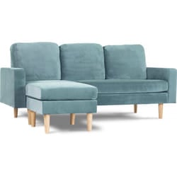 Divano angolare reversibile in velluto &quot;Gabby&quot; - 3 posti - Blu anatra