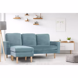 Divano angolare reversibile in velluto &quot;Gabby&quot; - 3 posti - Blu anatra