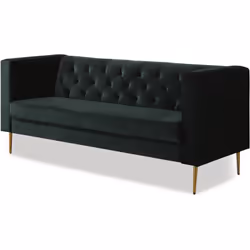 Divano fisso in velluto "Bruce" - 196 x 76 x 82 cm - 3 posti a sedere - Verde scuro Divano fisso in velluto "Bruce" - 196 x 7 ...