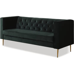 Divano fisso in velluto "Bruce" - 196 x 76 x 82 cm - 3 posti a sedere - Verde scuro