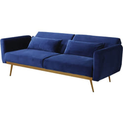 Divano letto in velluto 'Donia' - 203 x 81 x 83 cm - 3 posti - Blu scuro