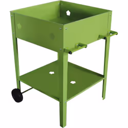 Carrello portavasi in metallo Laurier - Dimensioni: 55 x 55 x 80 cm - Verde - Struttura: metallo - 2 ripiani - 2 ruote - 2 ma ...