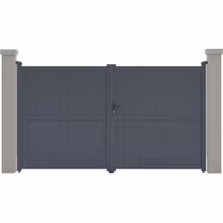 Cancello in alluminio Maurice - Dimensioni: 299,5 x 155,9 cm - Grigio - Struttura: alluminio - 2 porte con serratura e manigl ...