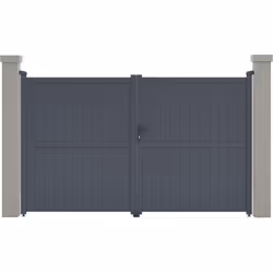 Cancello in alluminio Maurice - Dimensioni: 299,5 x 180,9 cm - Grigio - Struttura: alluminio - 2 porte con serratura e manigl ...