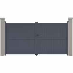 Cancello in alluminio Maurcie - Dimensioni: 349,5 x 180,9 cm - Grigio - Struttura: alluminio - 2 porte con serratura e manigl ...