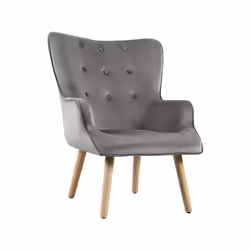 Poltrona in velluto stile scandinavo "Odense" - 73 x 81 x 92,5 cm - 1 posto - Grigio