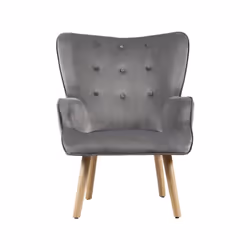 Poltrona in velluto stile scandinavo &quot;Odense&quot; - 73 x 81 x 92,5 cm - 1 posto - Grigio