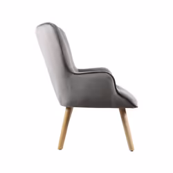 Poltrona in velluto stile scandinavo &quot;Odense&quot; - 73 x 81 x 92,5 cm - 1 posto - Grigio