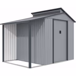 Capanno da giardino in metallo con pergola Madras - 5,64 m² - Dimensioni: 193 x 292 x 229 cm - Grigio - Struttura: metallo (z ...