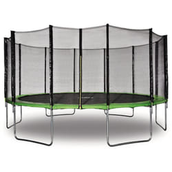 Habitat Et Jardin - Trampolino 'Yoopi' - ø 4,90 m - Verde - Con rete + scala + copertura + kit di ancoraggio