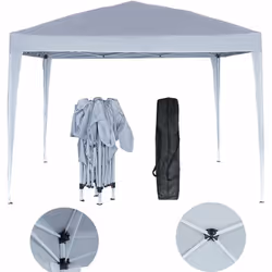 Gazebo da giardino Svetlana 3 - 9 m² - Dimensioni esterne: 3 x 3 x 2,55 m - Dimensioni interne: 3 x 3 x 2 m - Bianco - Strutt ...